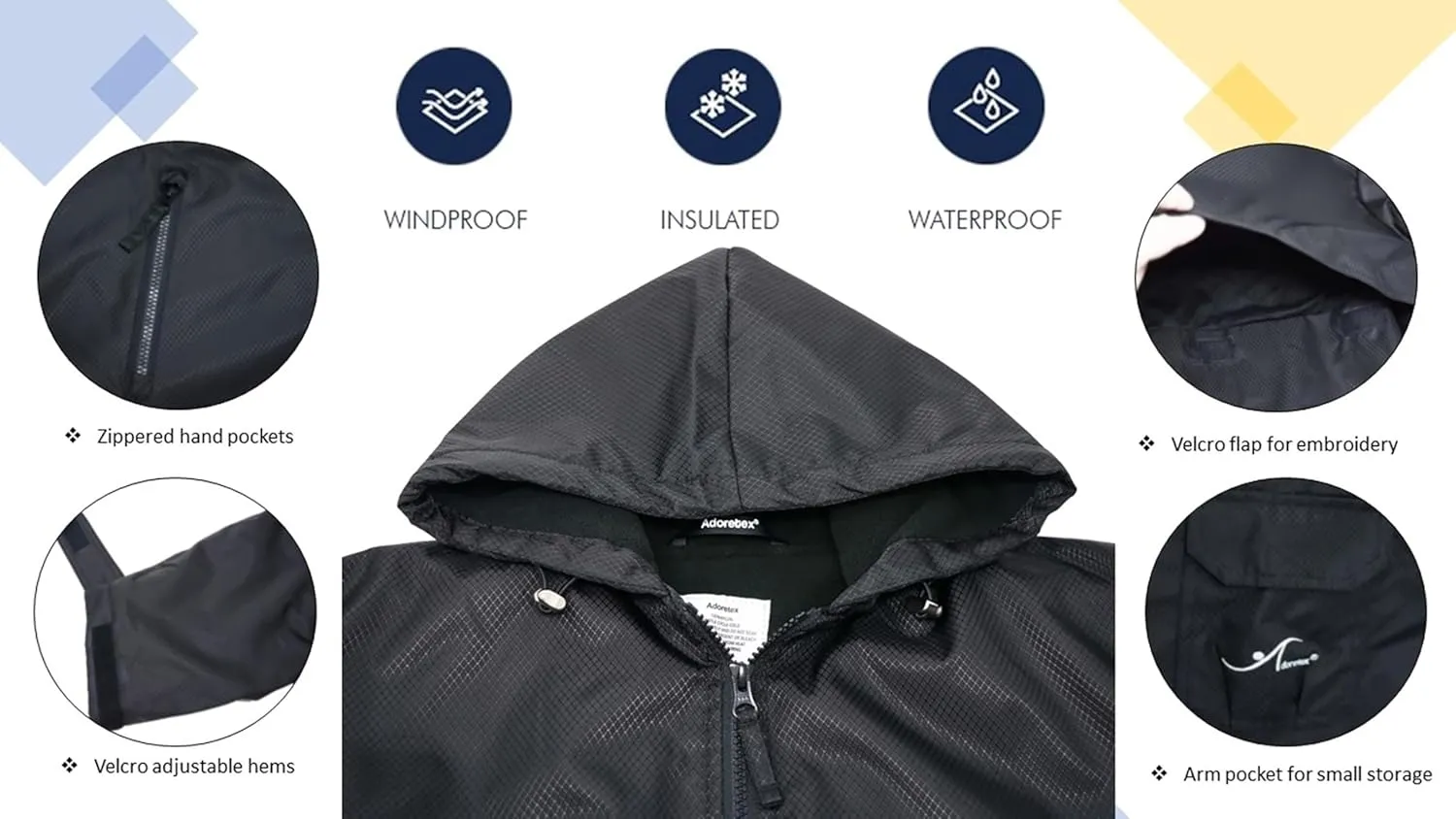 Adoretex 100% Waterproof Swim Parka, Hooded Warm Scuba Coat Surf Jacket for Men and Women