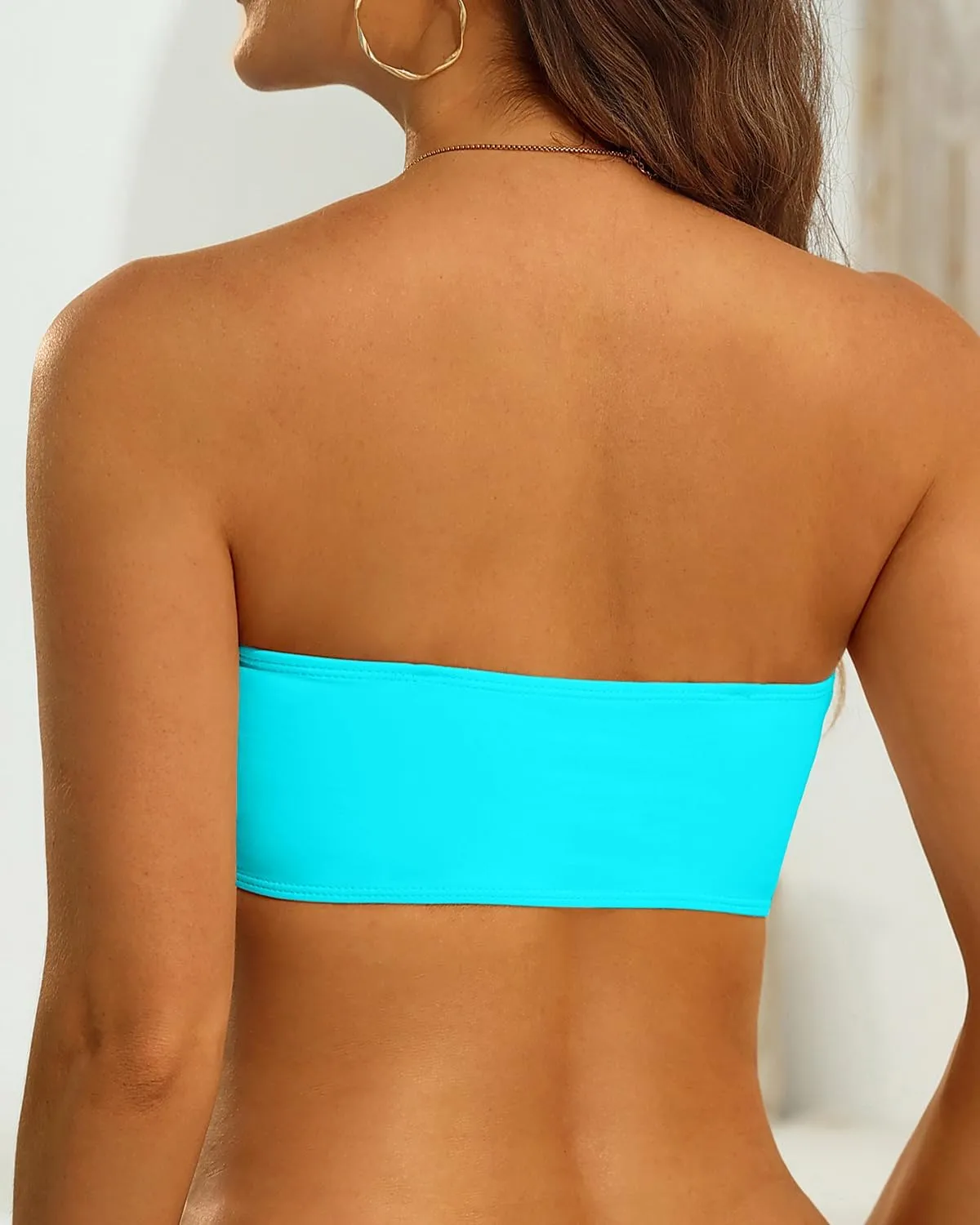 Aqua Eve Women Strapless Bikini Top Only Bandeau Swim Top Tube Top Swimsuit