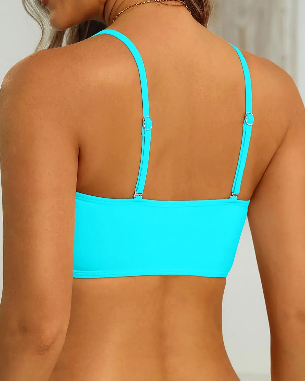 Aqua Eve Women Strapless Bikini Top Only Bandeau Swim Top Tube Top Swimsuit