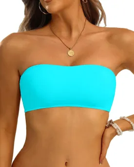 Aqua Eve Women Strapless Bikini Top Only Bandeau Swim Top Tube Top Swimsuit