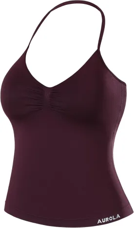 AUROLA Influence Longline Strappy Workout Halter Tops for Women,Removable Cups Padded Bras Impact Gym Yoga Sleeveless Top