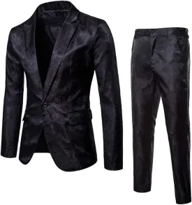 Cloudstyle Mens 2 Piece Paisley Dress Suit One Button Party Wedding Blazer Pants Sets