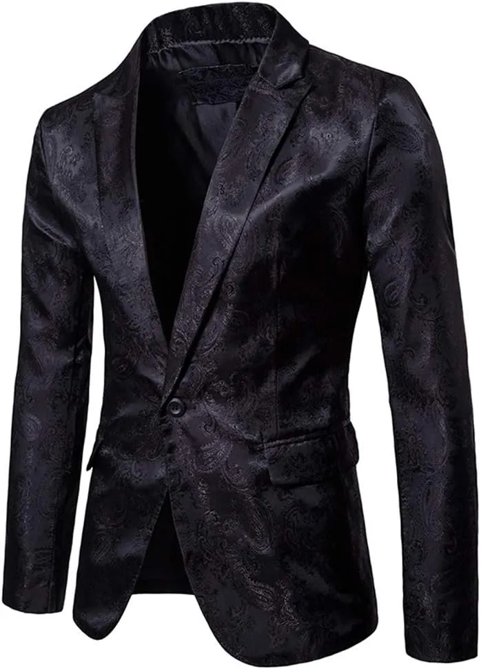 Cloudstyle Mens 2 Piece Paisley Dress Suit One Button Party Wedding Blazer Pants Sets