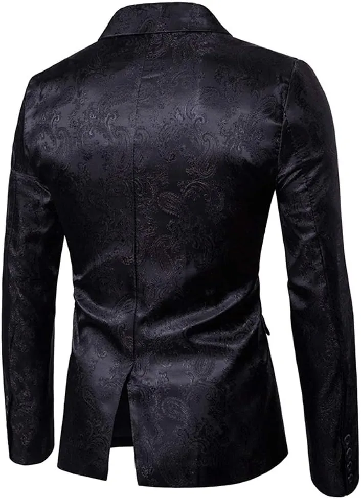 Cloudstyle Mens 2 Piece Paisley Dress Suit One Button Party Wedding Blazer Pants Sets