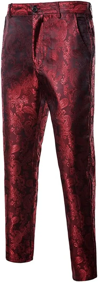 Cloudstyle Mens 2 Piece Paisley Dress Suit One Button Party Wedding Blazer Pants Sets
