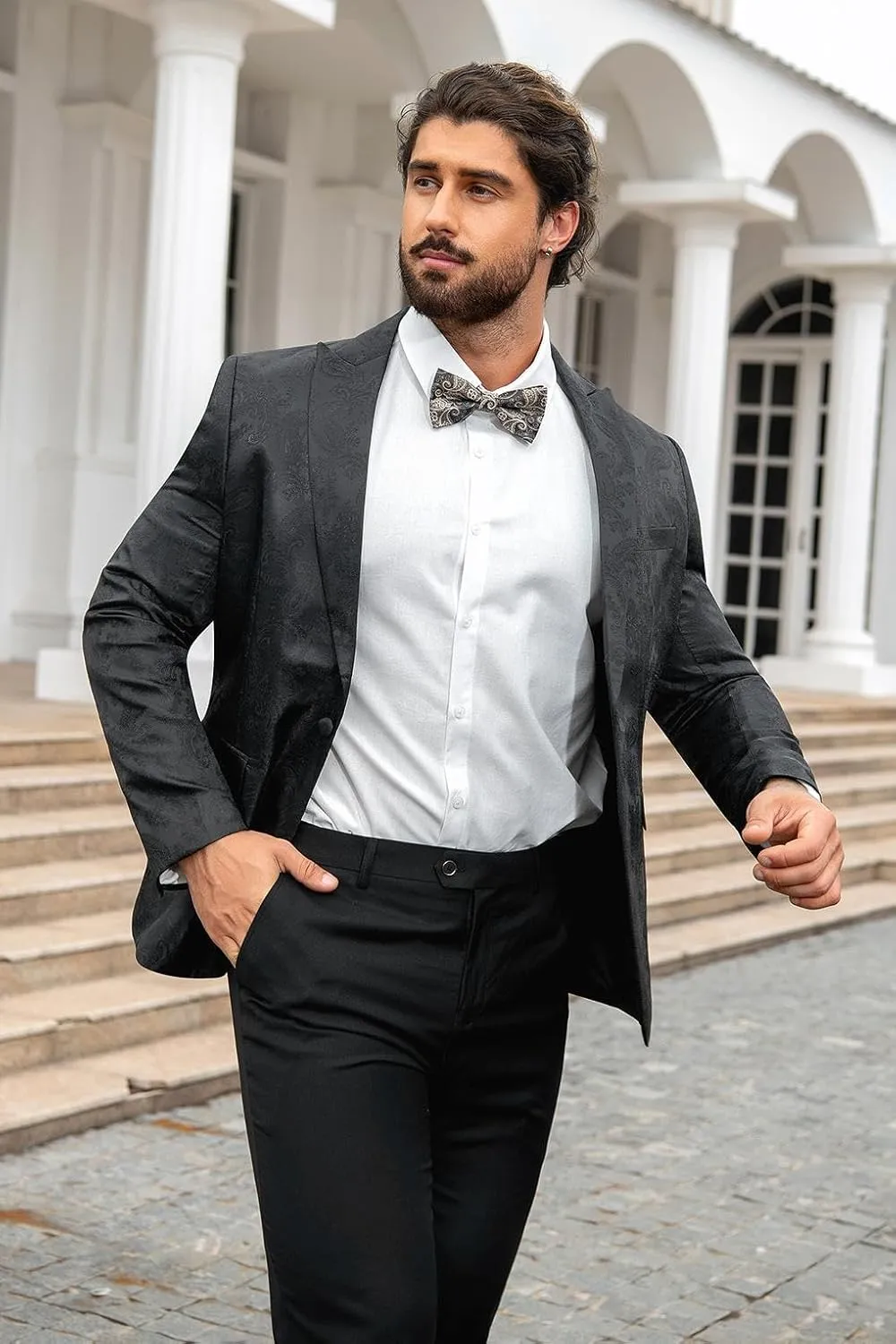 Cloudstyle Mens 2 Piece Paisley Dress Suit One Button Party Wedding Blazer Pants Sets