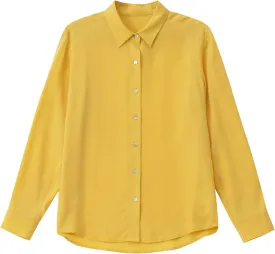 COLD POSH 100% Pure Silk Blouses for Women Long Sleeve: Women's Button-Down Elegant Shirts Lapel Luxurious Casual Blouse
