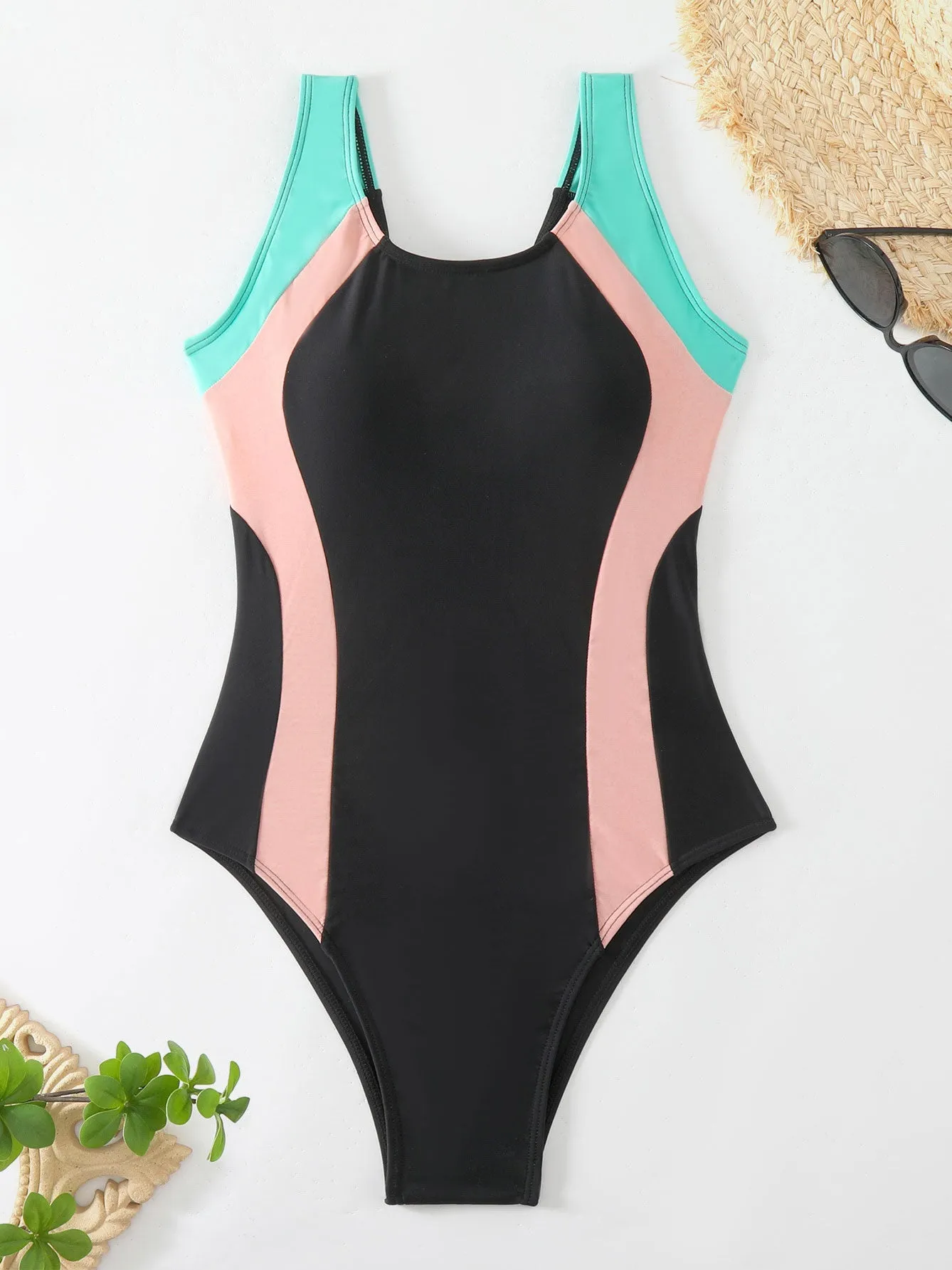 Colorful printed one-piece swimsuit swimming racing