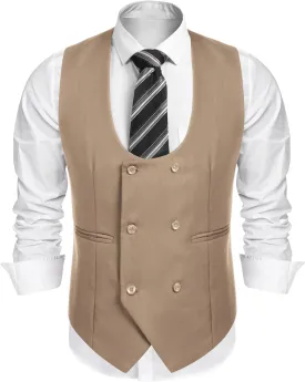 COOFANDY Men's Suit Vest Slim Fit Double Breasted Dress Vest Casual Business Formal Waistcoat