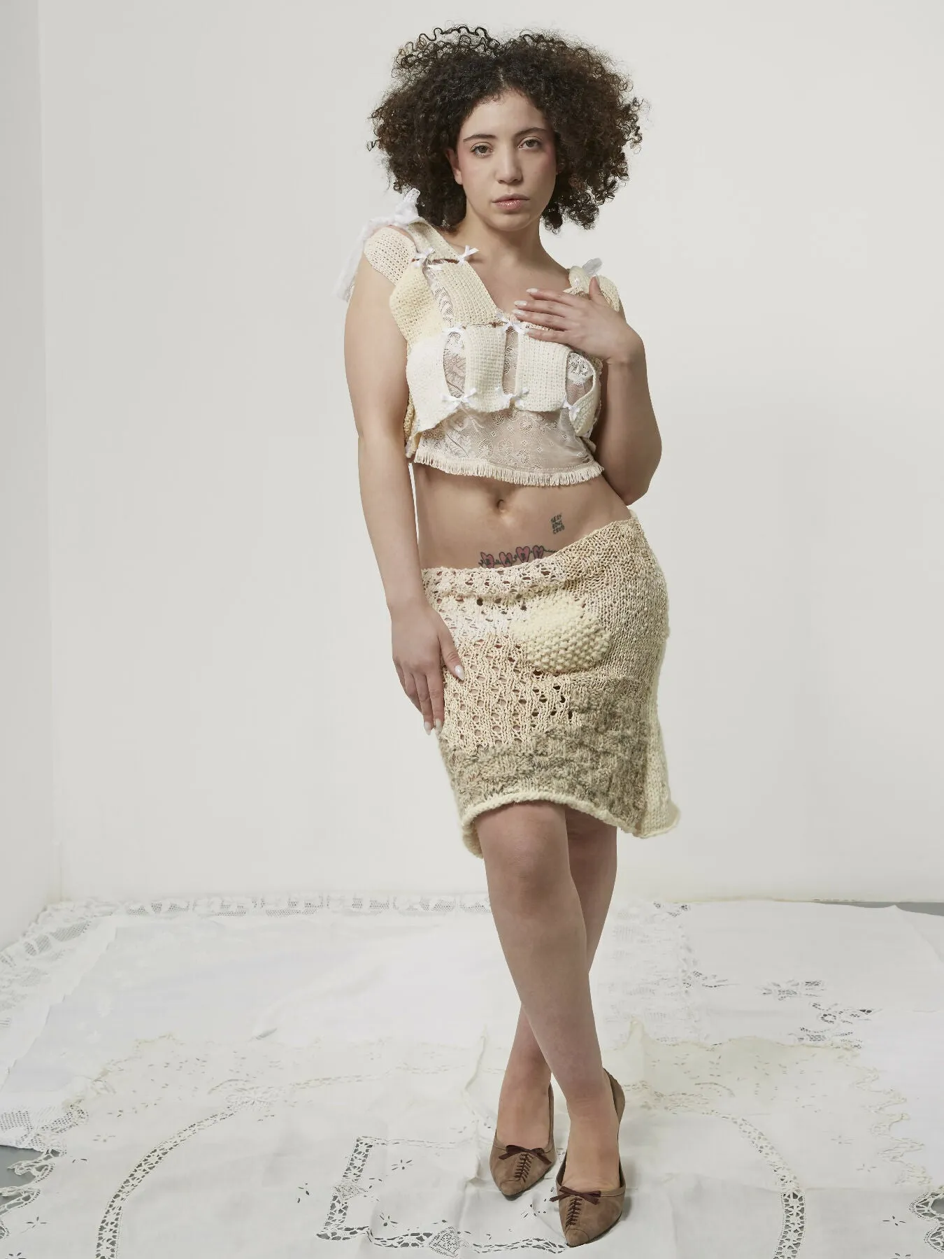 Cream Knit Skirt
