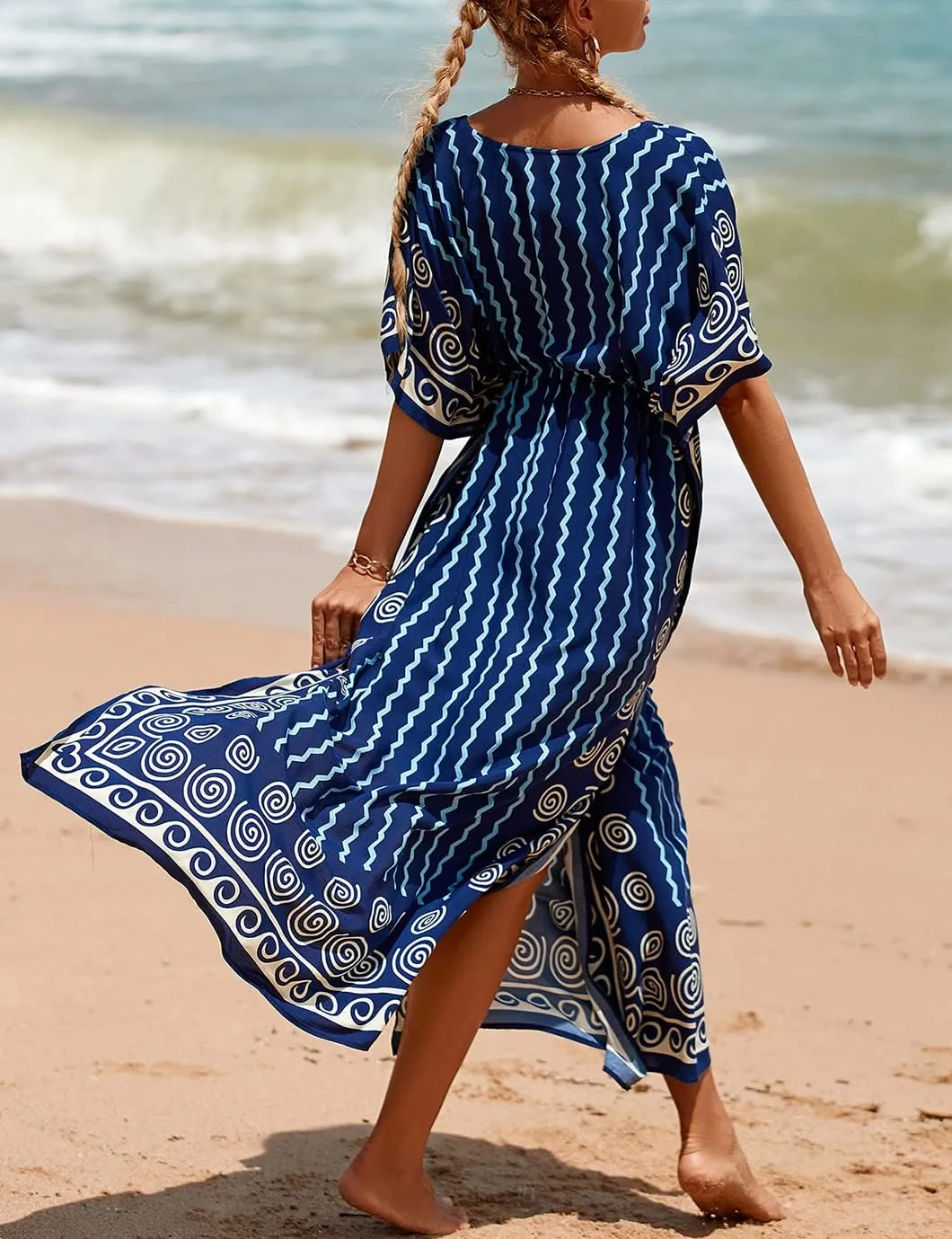 Eddoyee Loose Beach Kaftan Dresses for Women Caftan Swimsuit Cover Up