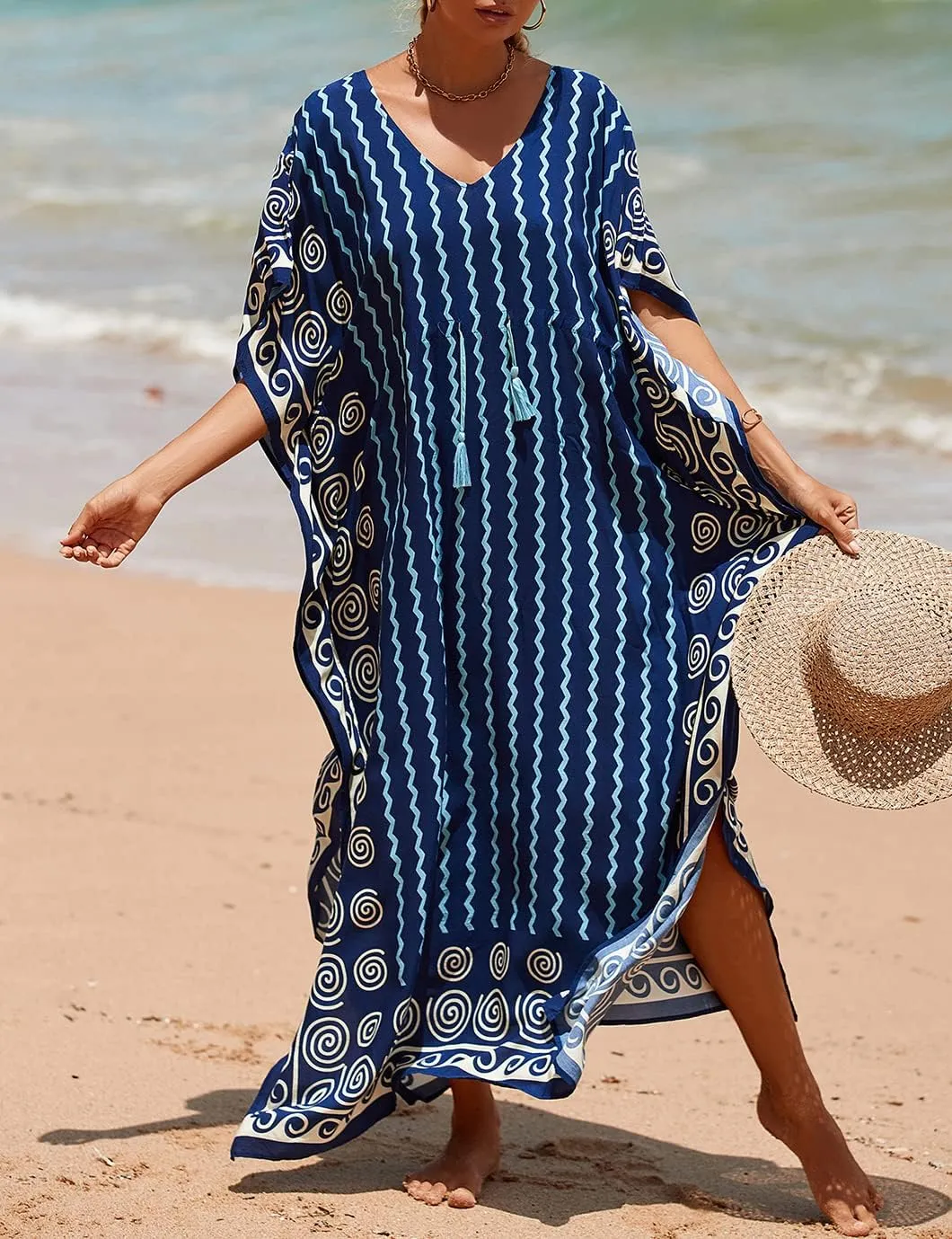 Eddoyee Loose Beach Kaftan Dresses for Women Caftan Swimsuit Cover Up