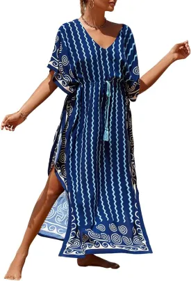 Eddoyee Loose Beach Kaftan Dresses for Women Caftan Swimsuit Cover Up