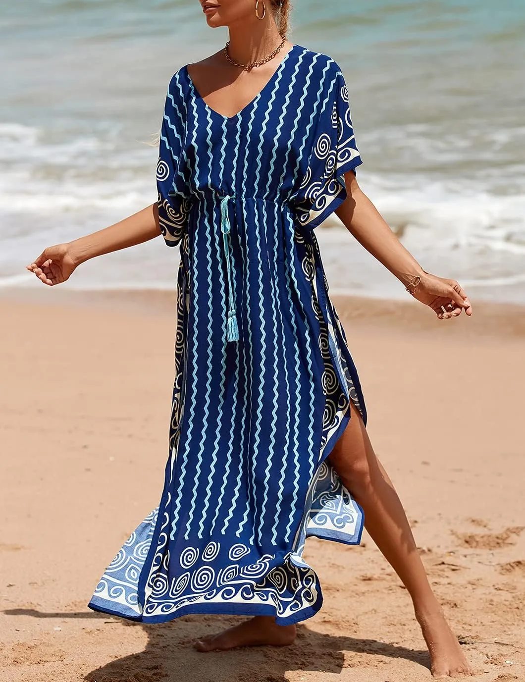Eddoyee Loose Beach Kaftan Dresses for Women Caftan Swimsuit Cover Up