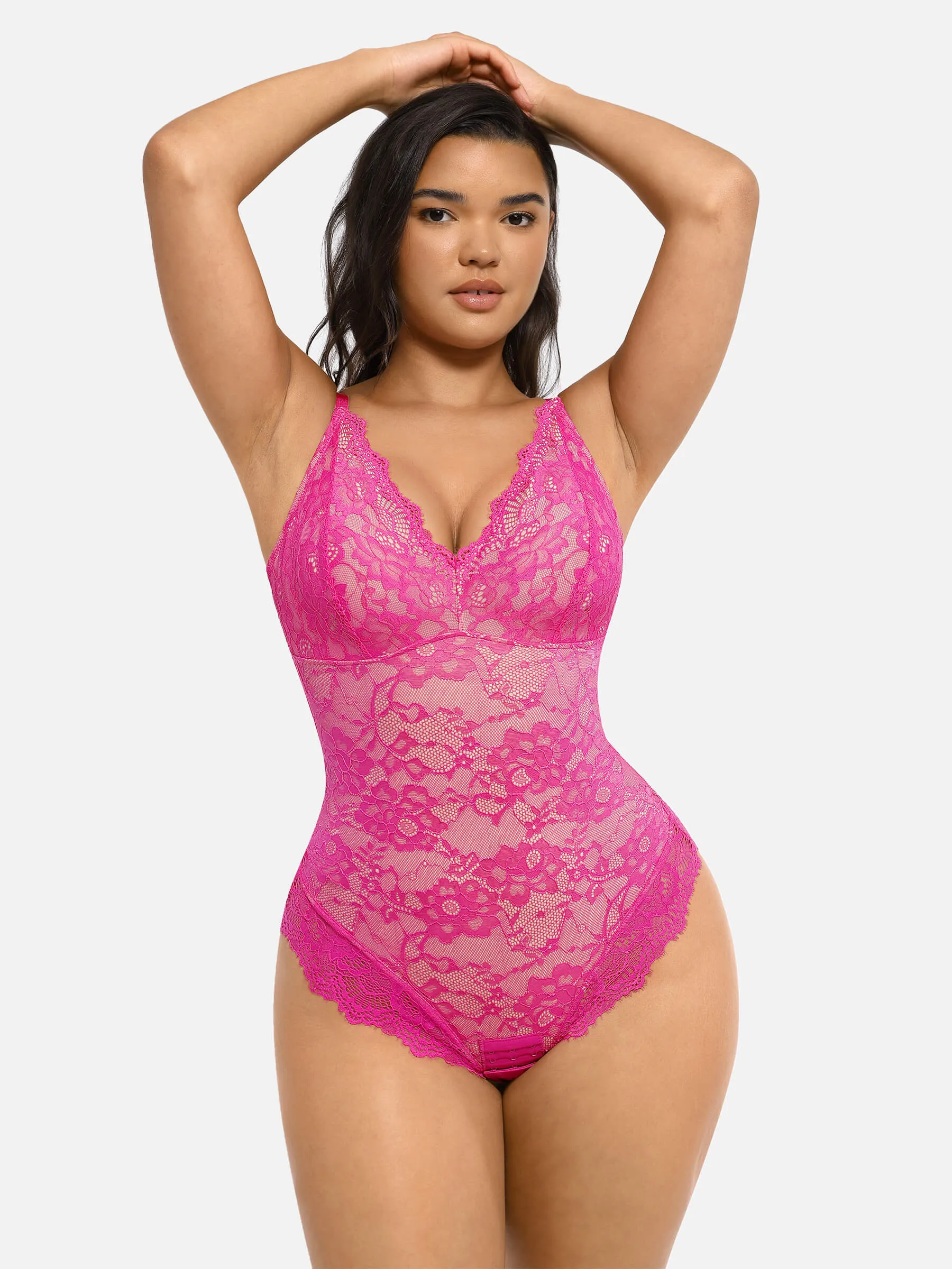 Feelingirl Lace V Neck Full Bodysuit