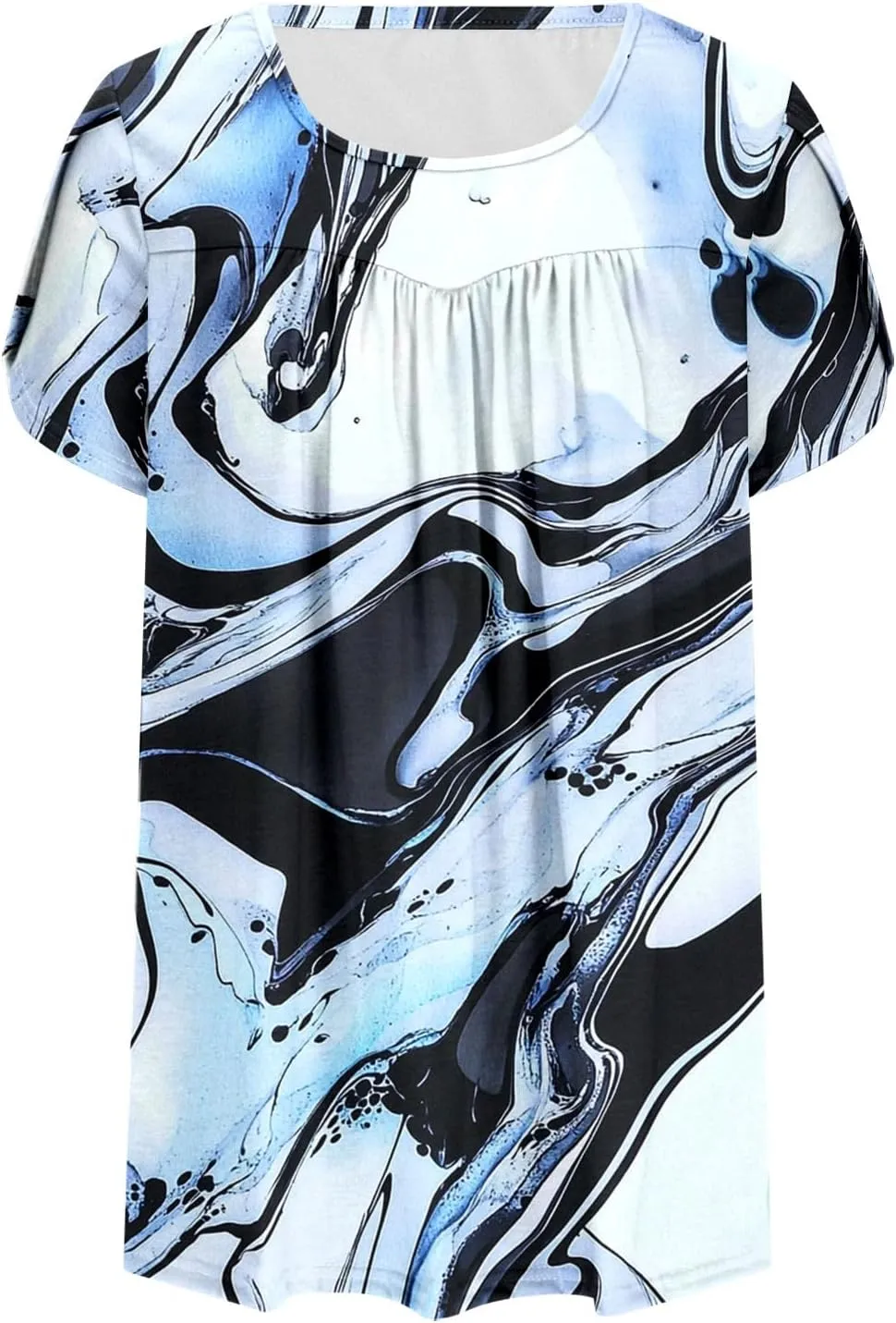 Floral Print Blouse Women Summer Short Sleeve Casual Tops Loose Tunic Shirts Trendy Graphic Tee