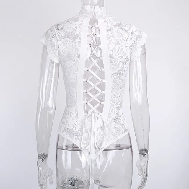 FULL FIGURE Long Sleeve Lace Bodysuit -Plus Size Black Lace Bodysuit -Full Figure White Lace Bodysuit - Plus Size Bodysuits