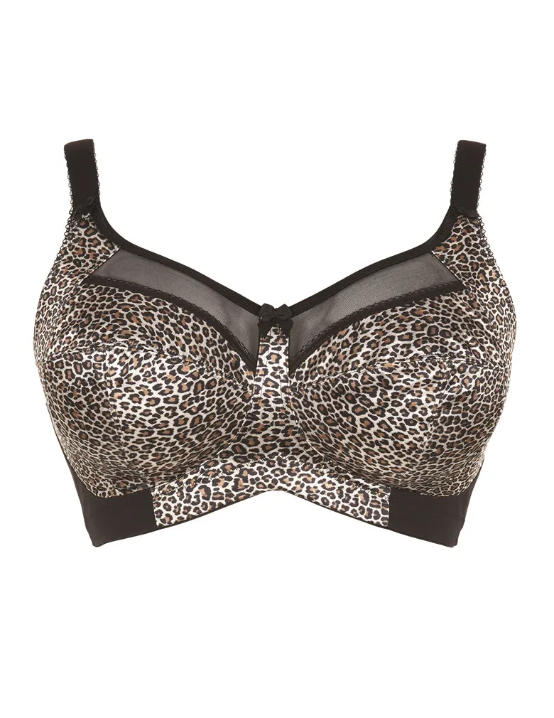 Goddess Kayla GD6161 Black Leopard Banded Soft Cup Wire Free Bra