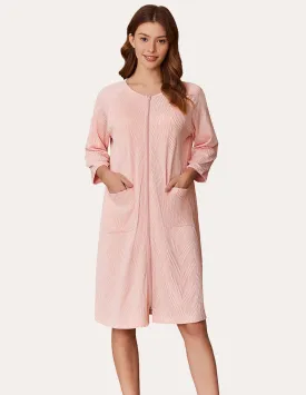 Lightweight Zipper Ribbed Knit Robe (US Only)