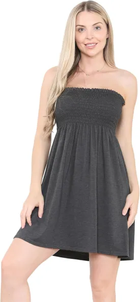 Loxdonz Women's Sun Strapless Tube Short Dress Summer Dresses Casual Mini Beach Cover Up