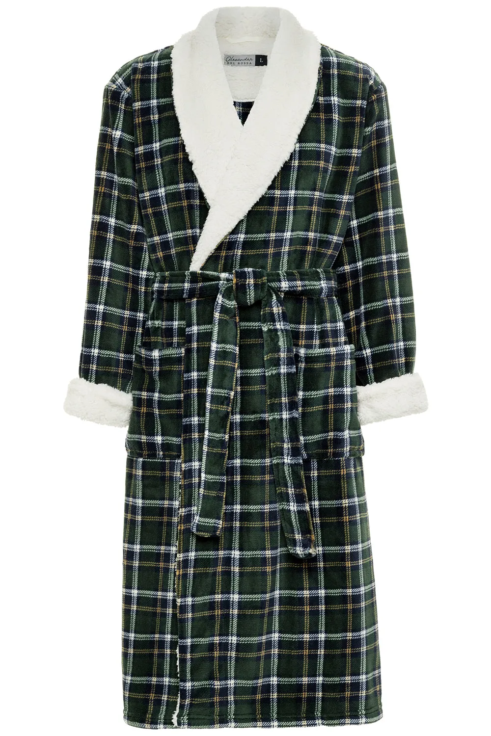 Men's Plush Sherpa Robe, Warm Bathrobe with Pockets