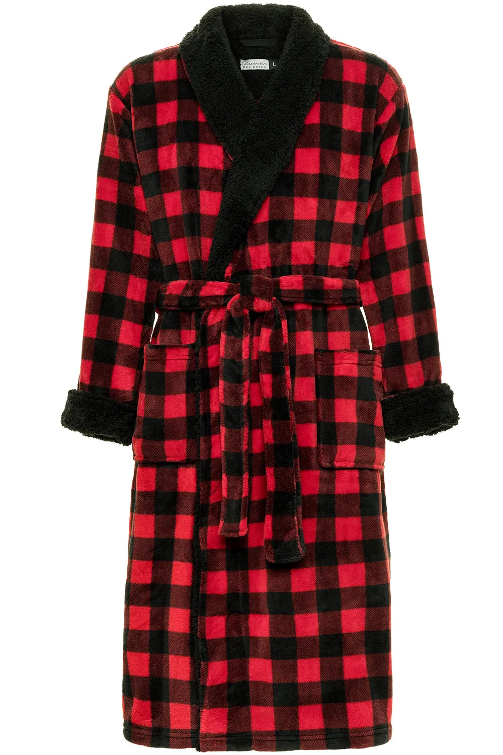 Men's Plush Sherpa Robe, Warm Bathrobe with Pockets