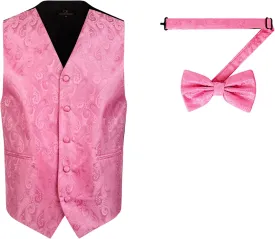 Oliver George Men's Paisley Formal Waistcoat Tuxedo Dress Vest Bow Tie Set for Suit or Tuxedo