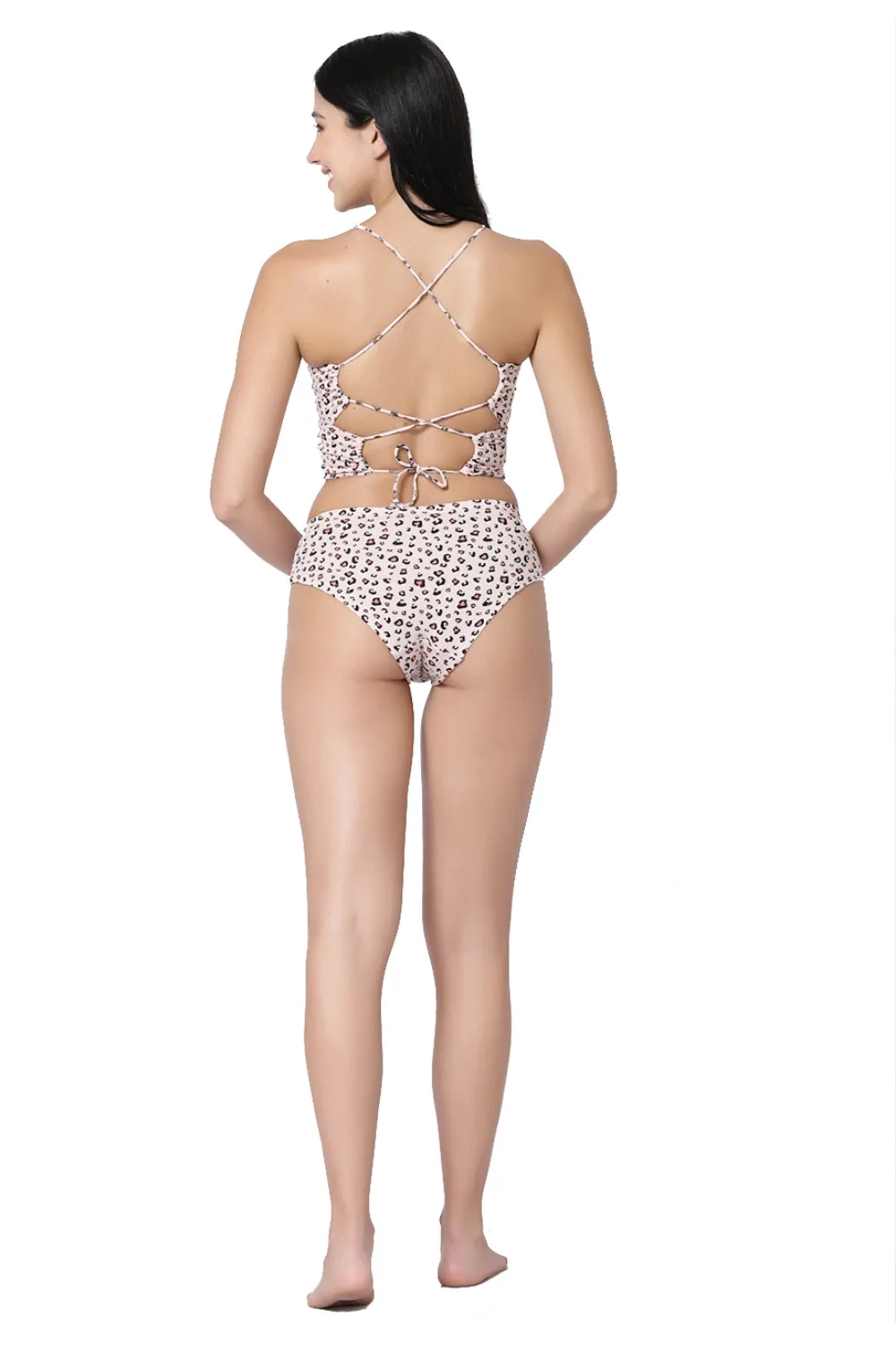 Organic Cotton  Antimicrobial Seamless Bra and Panty set-ISB118_ISP068-Pinkprint-