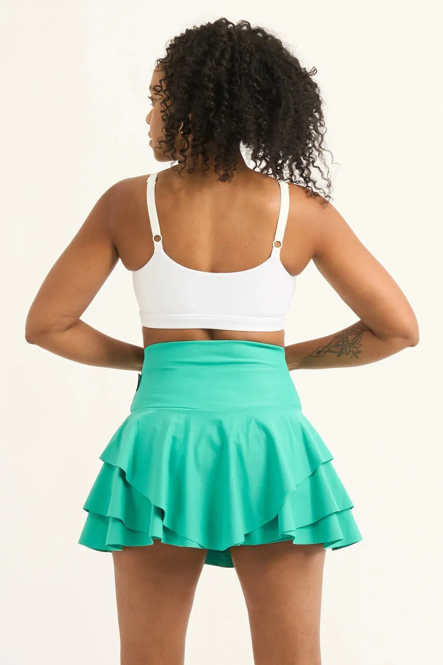 Performance High Waisted Ruffle Skort - Jade