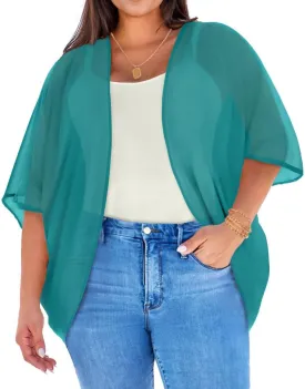 Plus Size Kimonos for Women Swimsuit Cover Ups Casual Loose Cardigan Summer Tops Swimwear