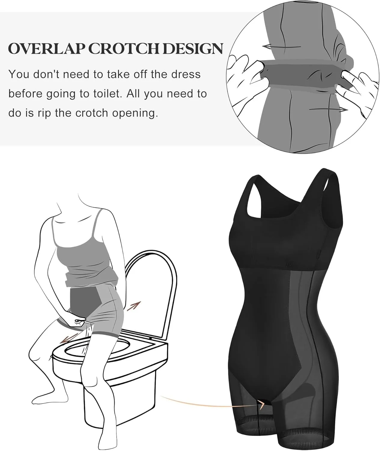 Popilush Cocktail Dresses for Women Built in Shapewear Bra 8 in 1 Square Neck Mini Slit Bodycon Summer Dress