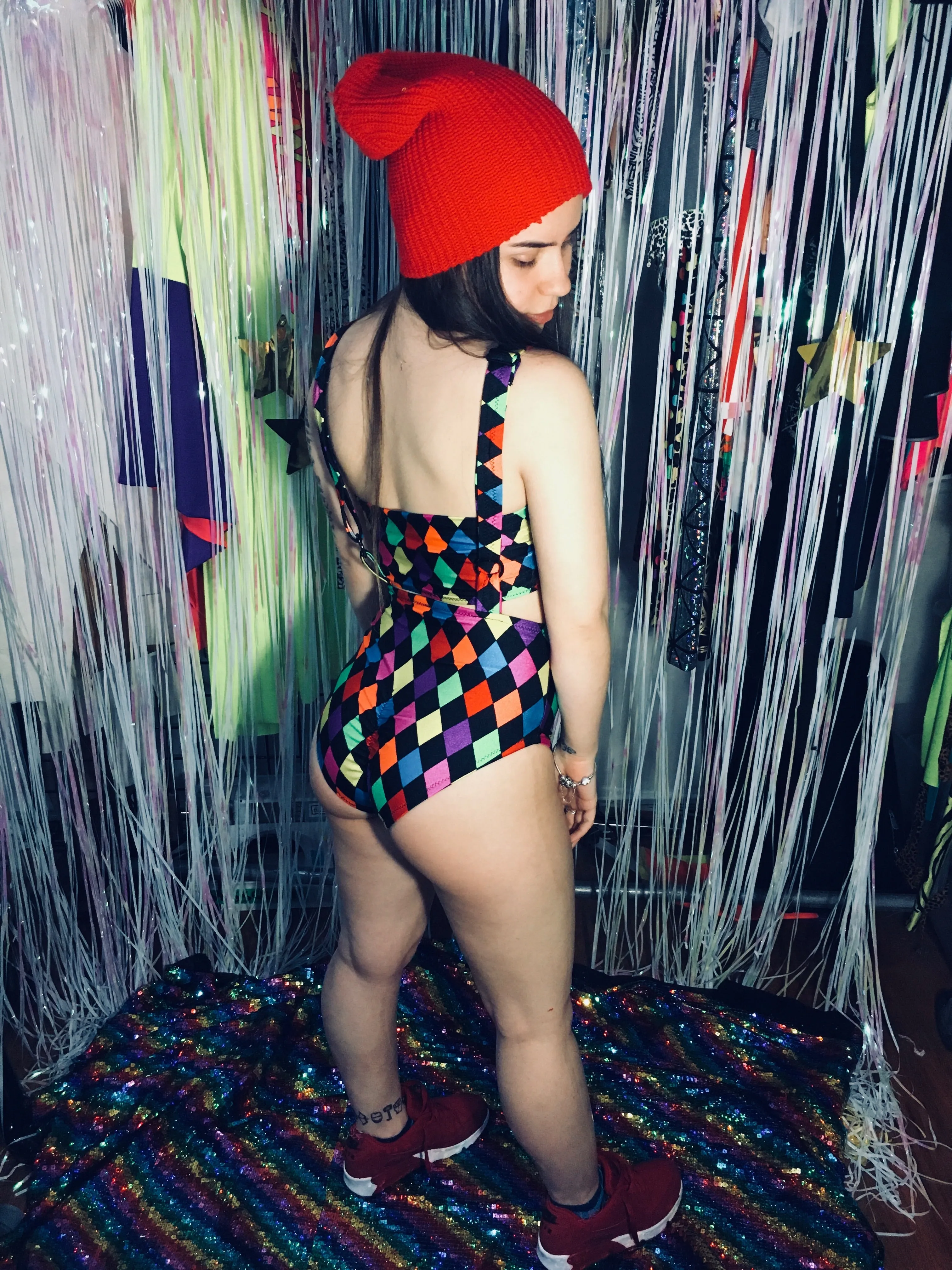 Rainbow Jester Suspender Swim Brief