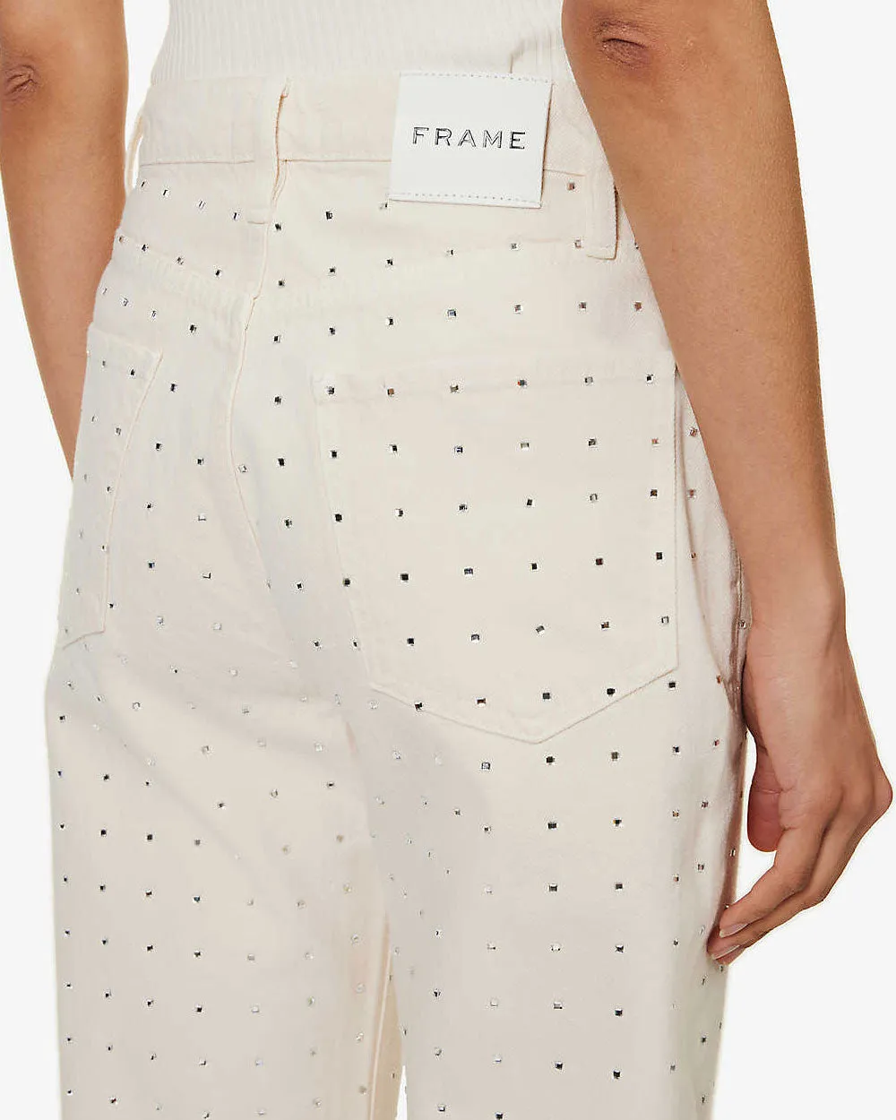 Rhinestone Le Jane Crop in Bone