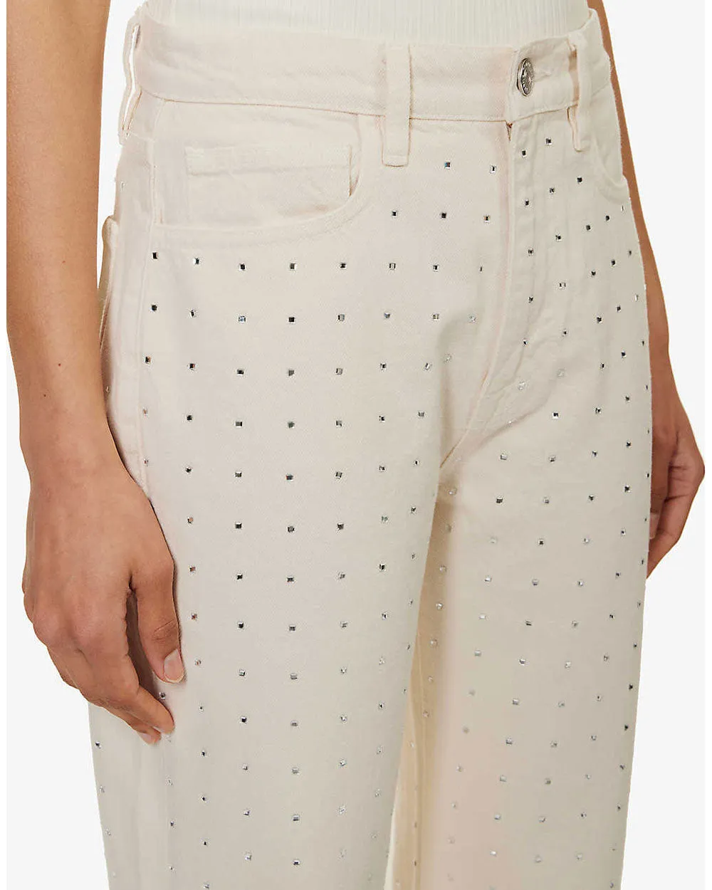 Rhinestone Le Jane Crop in Bone