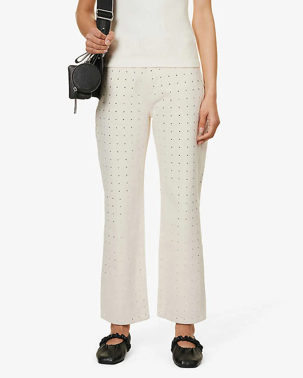 Rhinestone Le Jane Crop in Bone