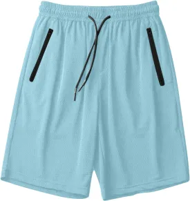 Running Shorts for Men Solid Color Drawstring Lounge Jogger Short Elastic Waist Quick Dry Shorts with Zipper Pocket