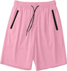 Running Shorts for Men Solid Color Drawstring Lounge Jogger Short Elastic Waist Quick Dry Shorts with Zipper Pocket