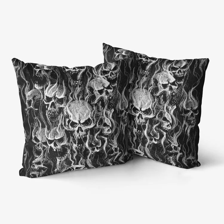 Smoke Skull Black And White Premium Hypoallergenic Throw Pillow