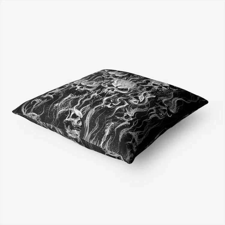Smoke Skull Black And White Premium Hypoallergenic Throw Pillow
