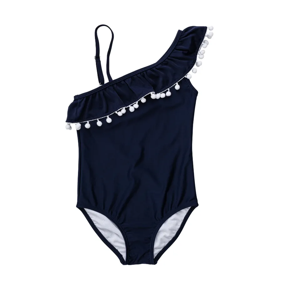 Snapper Rock One Shoulder Frill Swimsuit G13230 - Navy