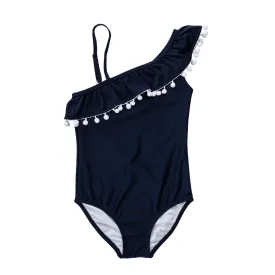 Snapper Rock One Shoulder Frill Swimsuit G13230 - Navy