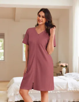 Soft Zipper Nightgown with Pockets (US Only)