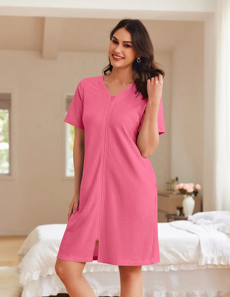 Soft Zipper Nightgown with Pockets (US Only)