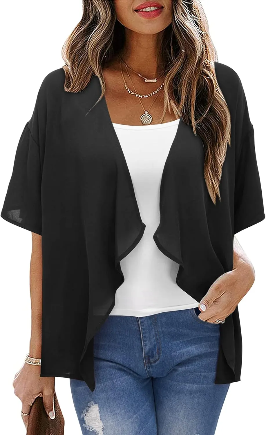 STYLEWORD Kimonos for Women Lightweight Summer Cardigan Casual Loose Beach Swim Cover Up