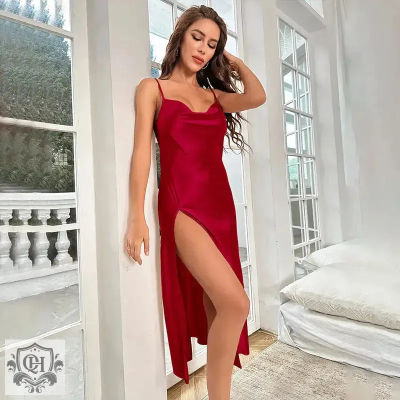 Suspender Silk Split Nightdress
