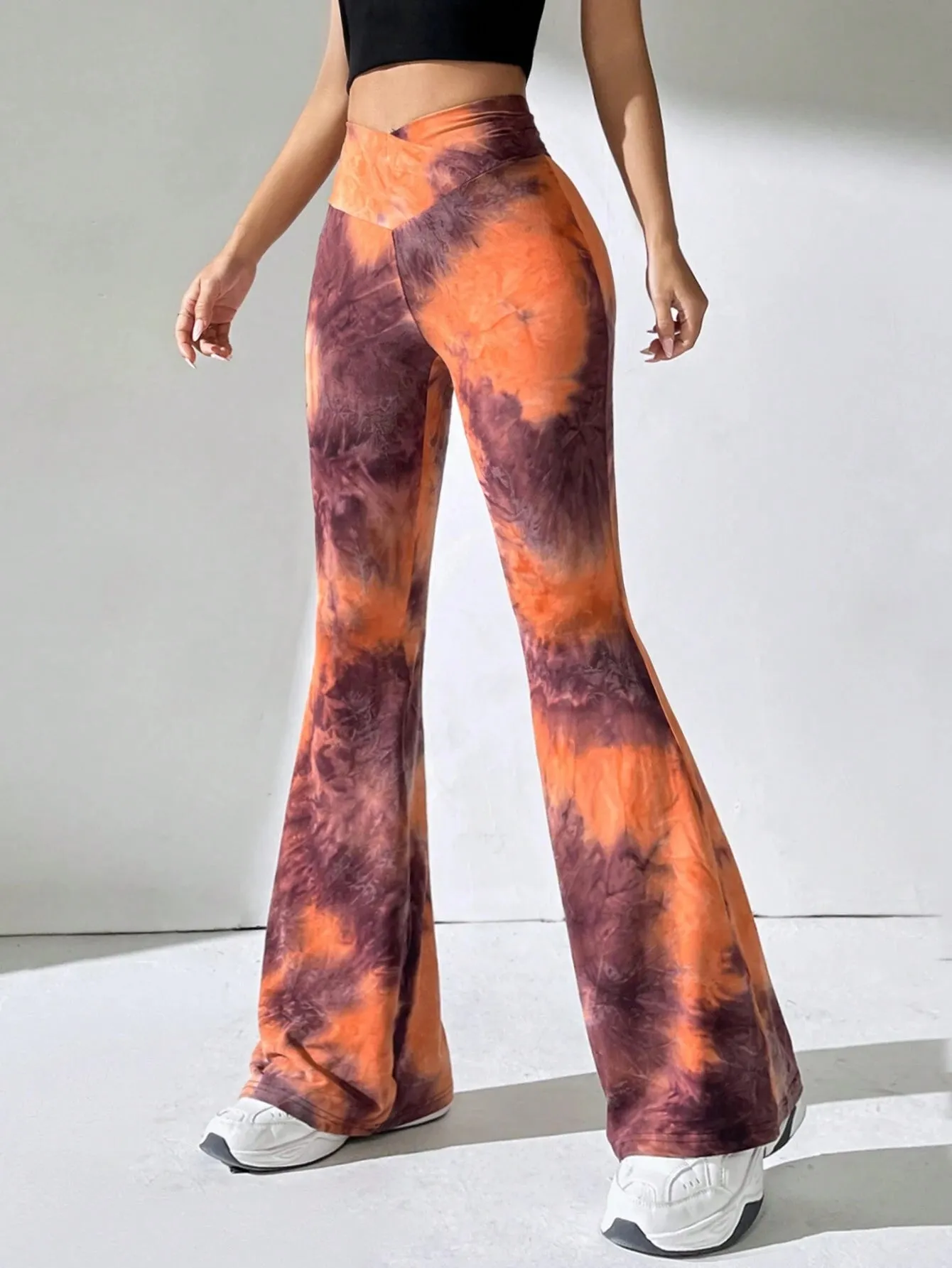 Tie Dye Flared Pants V-Shaped Waistband FW24