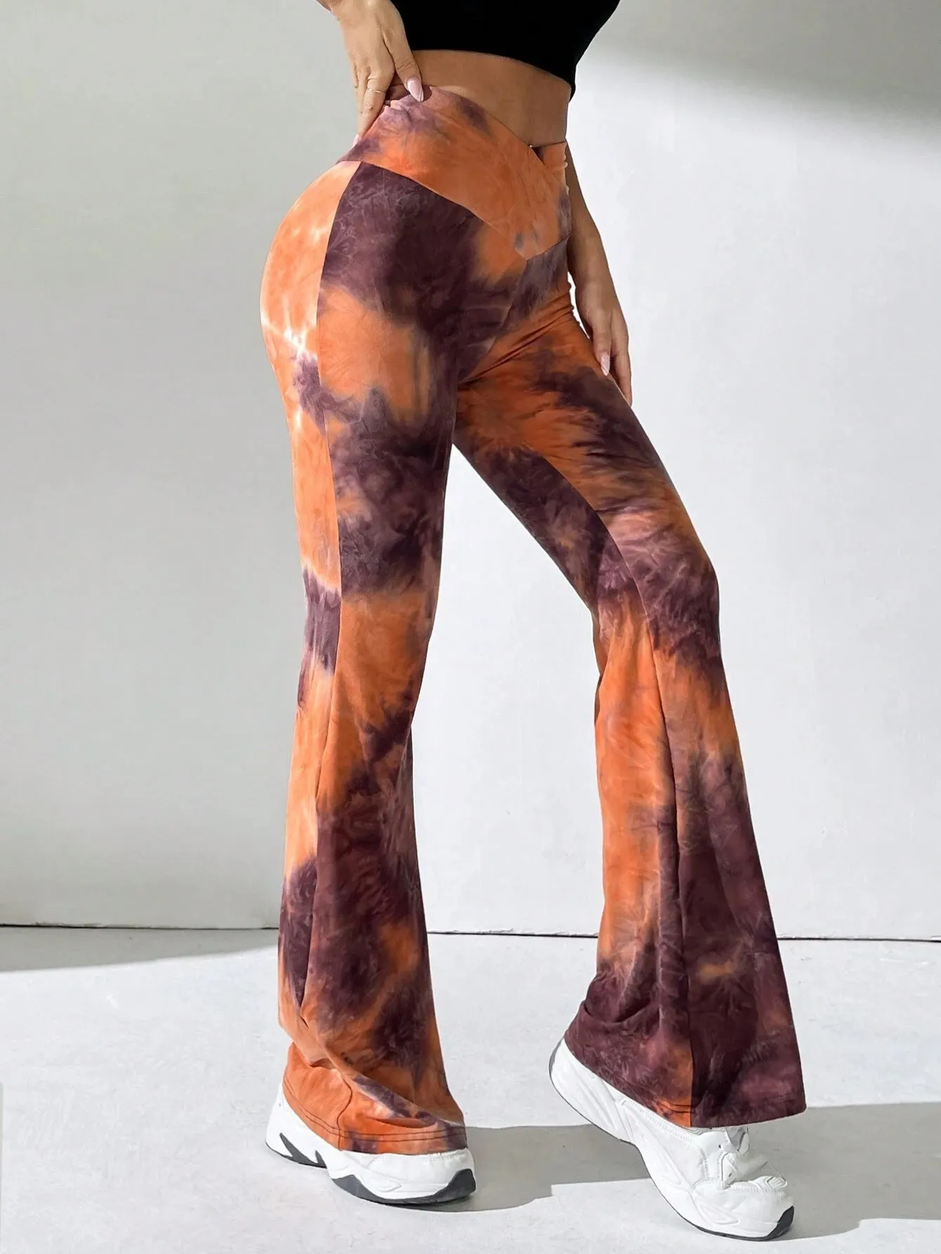 Tie Dye Flared Pants V-Shaped Waistband FW24