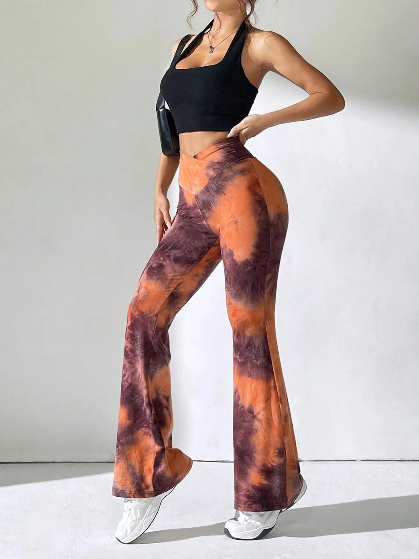 Tie Dye Flared Pants V-Shaped Waistband FW24