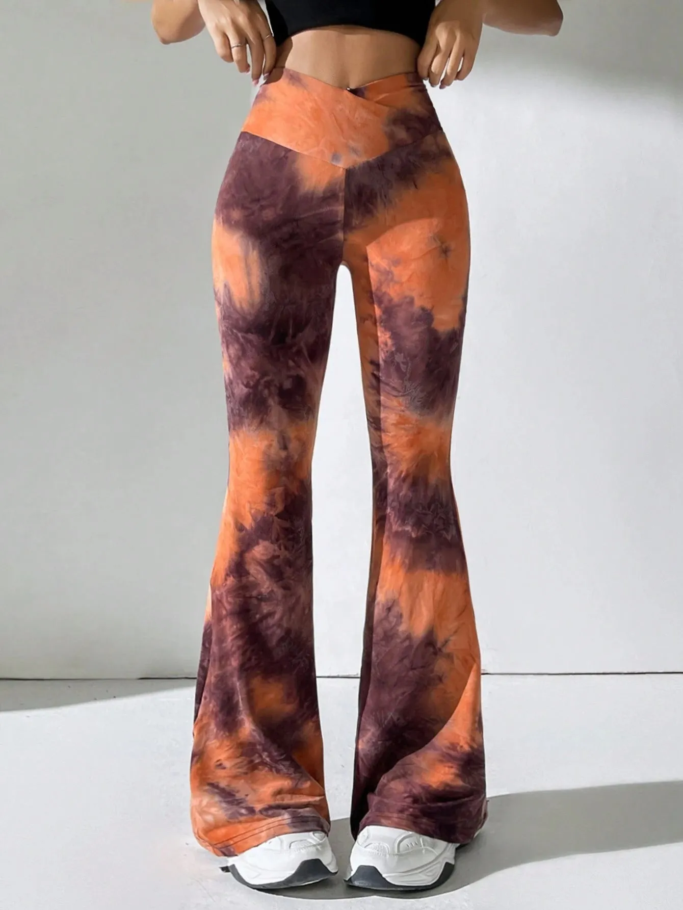Tie Dye Flared Pants V-Shaped Waistband FW24