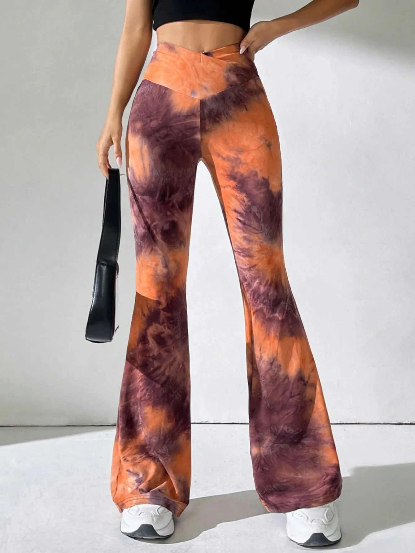 Tie Dye Flared Pants V-Shaped Waistband FW24
